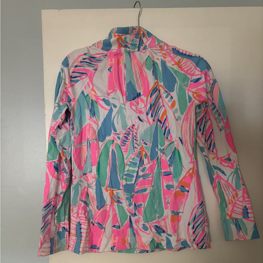 Lilly Pulitzer Pink and Green Half-Zip Pullover, Size XS - Picture 3 of 3